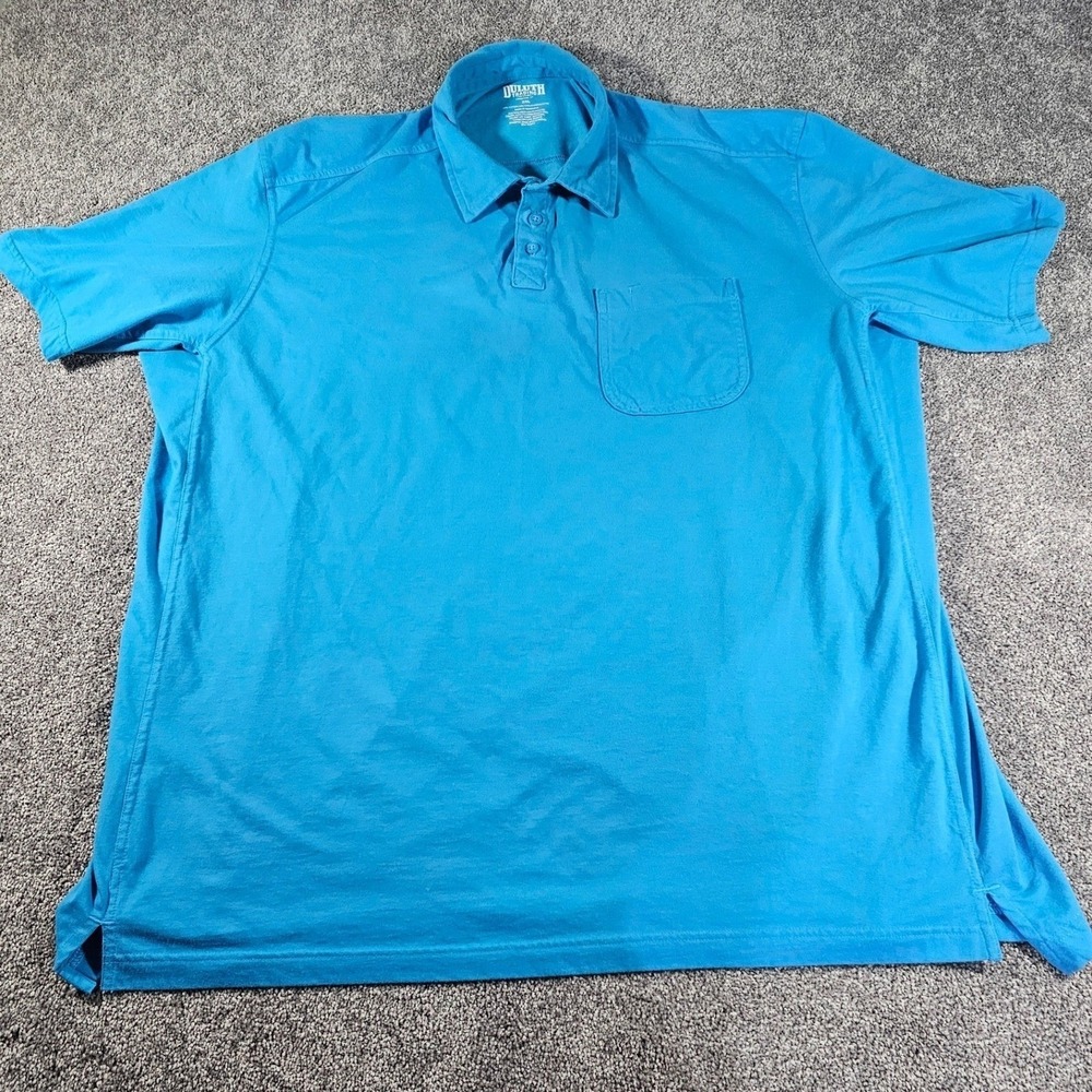 Duluth Trading Co Polo Shirt Mens 3XL Blue Longtail T Coolmax S/S oversized